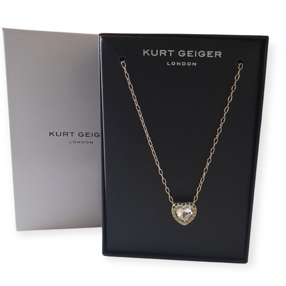 Kurt Geiger Jewelry - Kurt Geiger Gold Crystal Heart Pendant Necklace and Green Accents